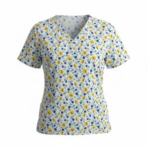 Natural Uniforms Womens V Neck Scrub Top Size Medium Butterflies And Flowers NWT